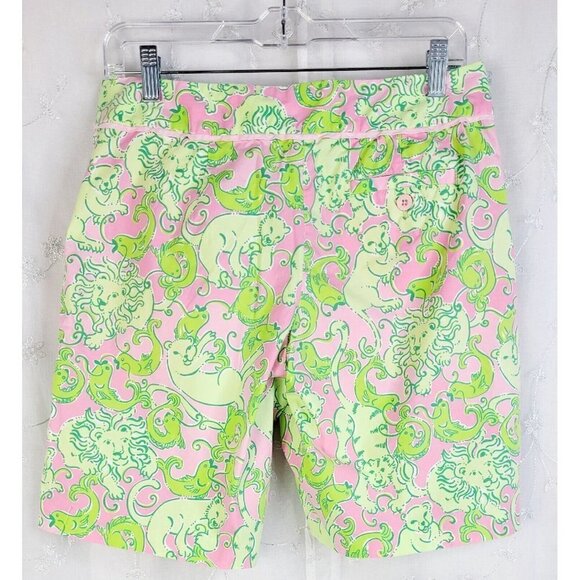 Lilly Pulitzer Animal Print Shorts Pink Green Pockets Women's  Size 8 - Picture 4 of 8
